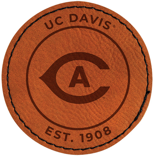 UC Davis Aggies Officially Licensed Circular Leatherette Patch - Iron-On with Adhesive Back Single