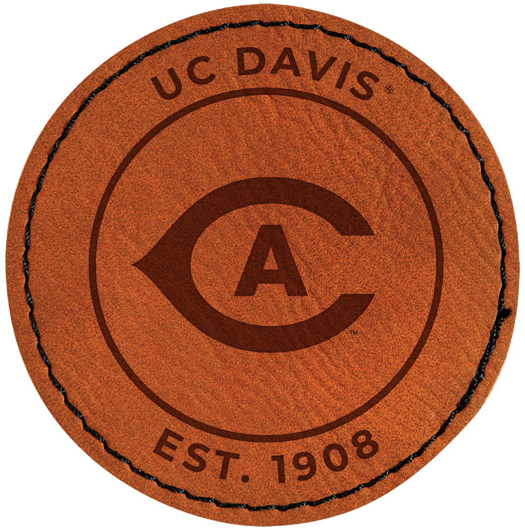 UC Davis Aggies Officially Licensed Circular Leatherette Patch - Iron-On with Adhesive Back Single