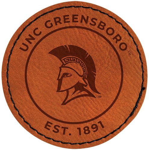 North Carolina Greensboro Spartans Officially Licensed Circular Leatherette Patch - Iron-On with Adhesive Back Single