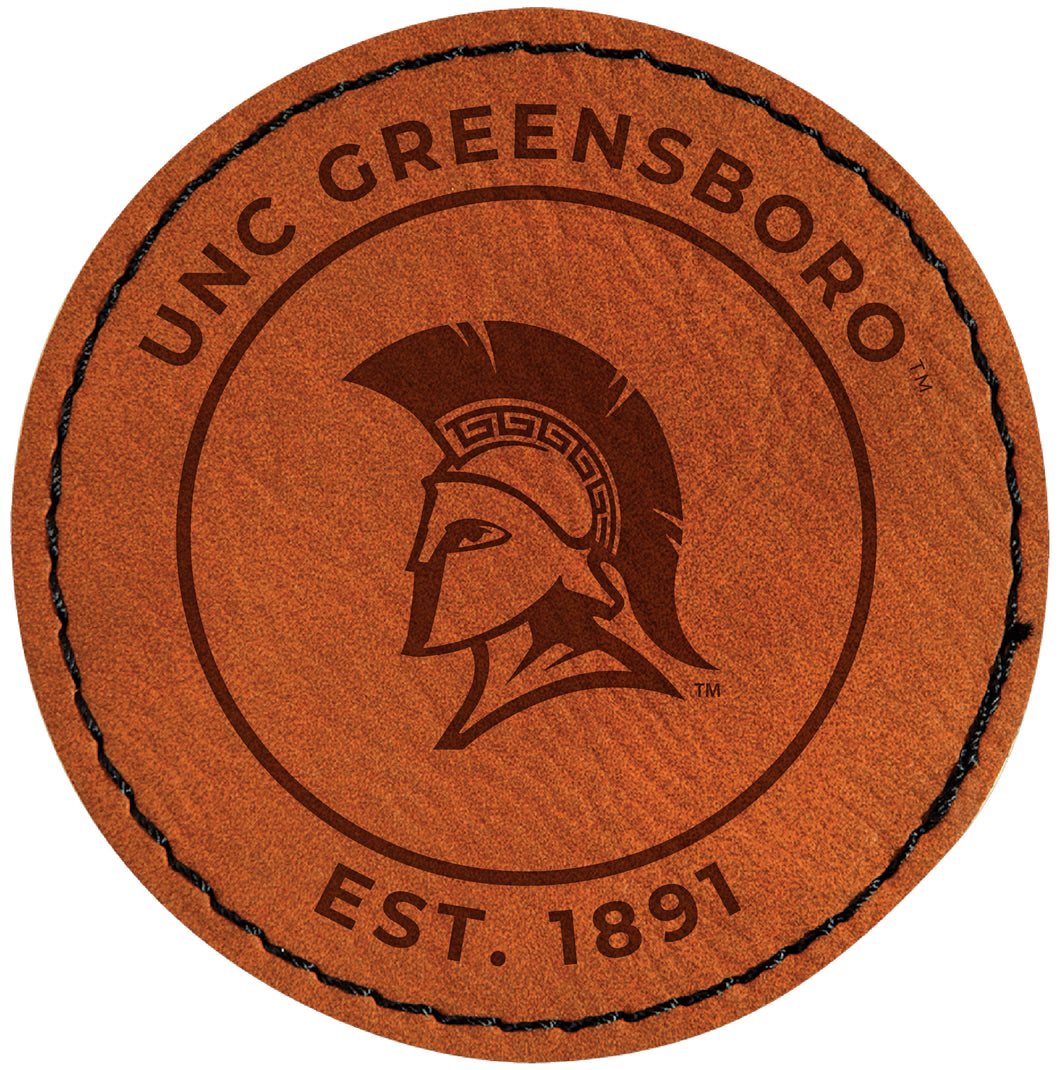 North Carolina Greensboro Spartans Officially Licensed Circular Leatherette Patch - Iron-On with Adhesive Back Single