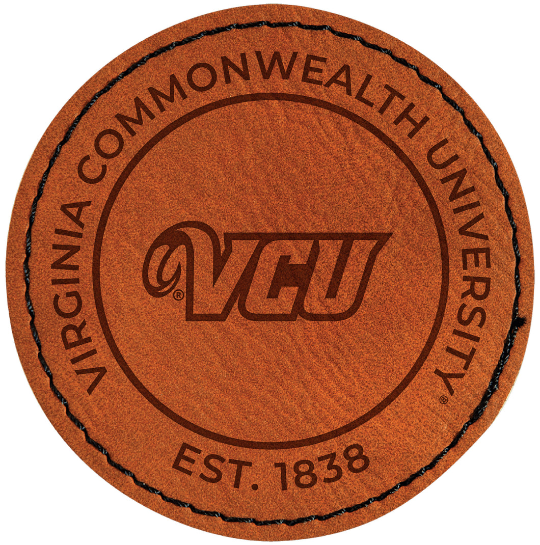 Virginia Commonwealth Officially Licensed Circular Leatherette Patch - Iron-On with Adhesive Back 4-Pack