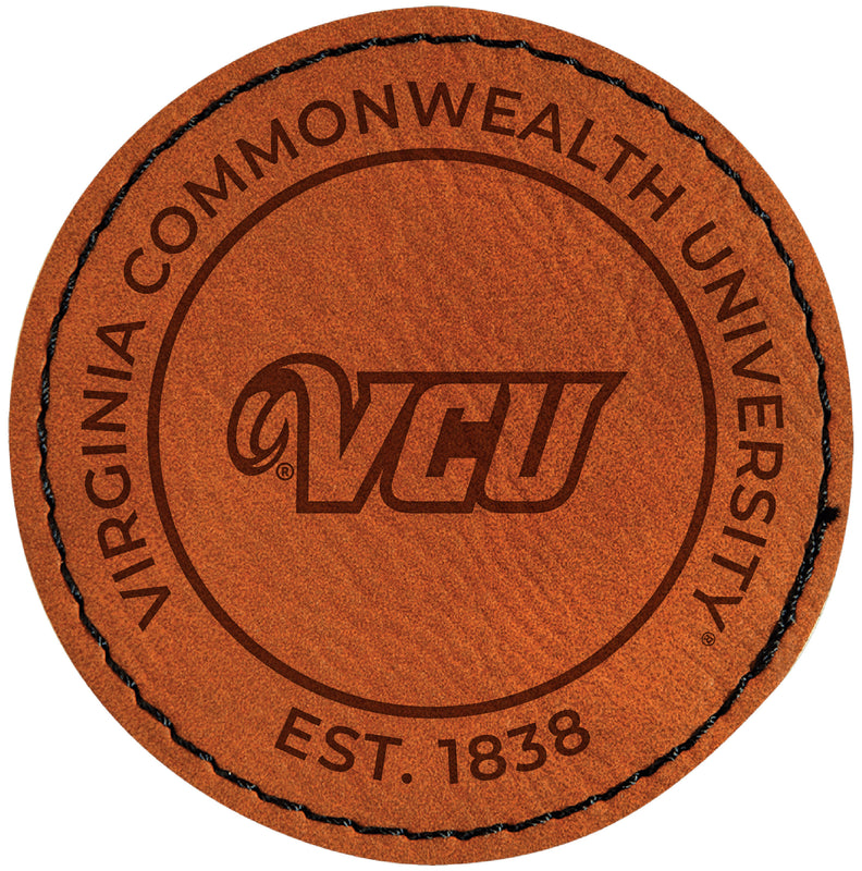 Virginia Commonwealth Officially Licensed Circular Leatherette Patch - Iron-On with Adhesive Back 4-Pack