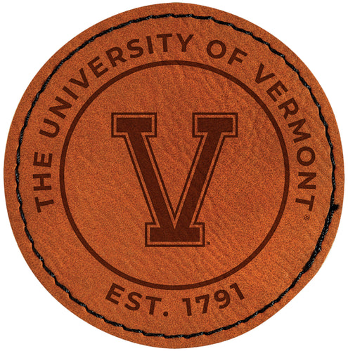 Vermont Catamounts Officially Licensed Circular Leatherette Patch - Iron-On with Adhesive Back Single