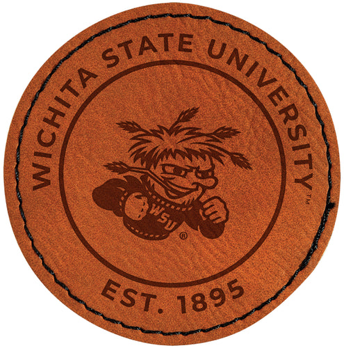 Wichita State Shockers Officially Licensed Circular Leatherette Patch - Iron-On with Adhesive Back Single