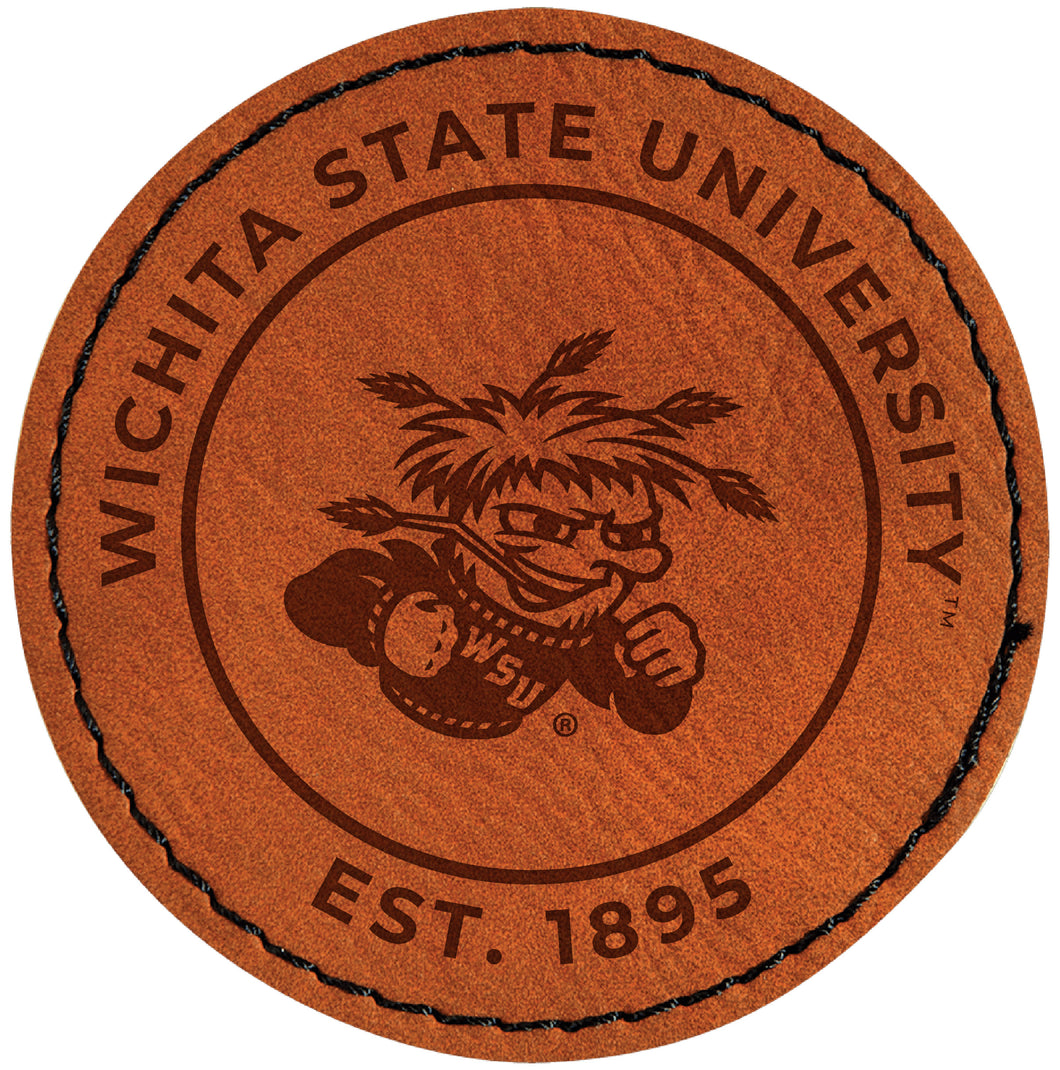 Wichita State Shockers Officially Licensed Circular Leatherette Patch - Iron-On with Adhesive Back Single