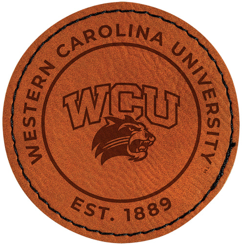 Western Carolina University Officially Licensed Circular Leatherette Patch - Iron-On with Adhesive Back Single