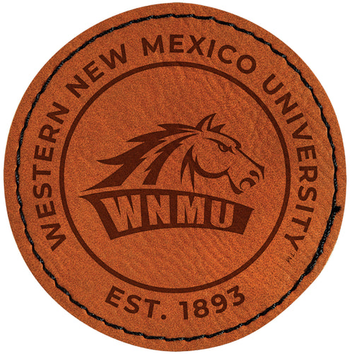 Western New Mexico University Officially Licensed Circular Leatherette Patch - Iron-On with Adhesive Back Single