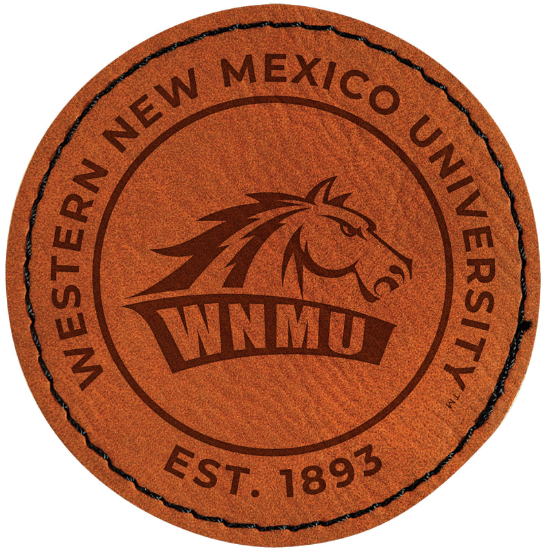 Western New Mexico University Officially Licensed Circular Leatherette Patch - Iron-On with Adhesive Back Single