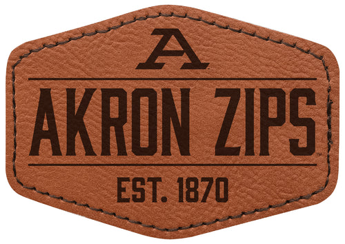 Akron Zips Officially Licensed Hexagonal Leatherette Patch - Iron-On with Adhesive Back 4-Pack