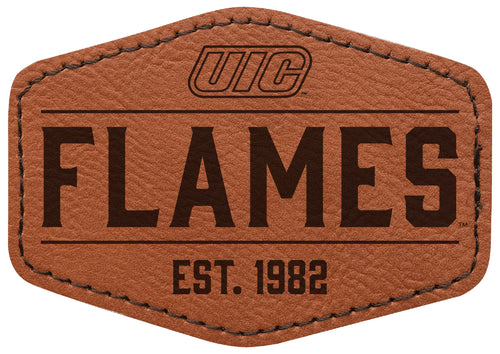 University of Illinois at Chicago Officially Licensed Hexagonal Leatherette Patch - Iron-On with Adhesive Back Single