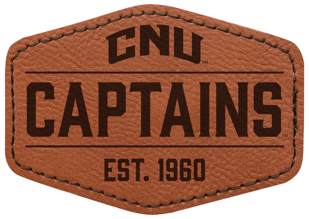 Christopher Newport Captains Officially Licensed Hexagonal Leatherette Patch - Iron-On with Adhesive Back 4-Pack