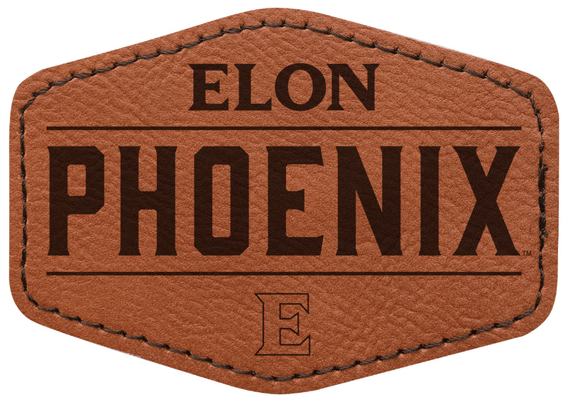 Elon University Officially Licensed Hexagonal Leatherette Patch - Iron-On with Adhesive Back Single