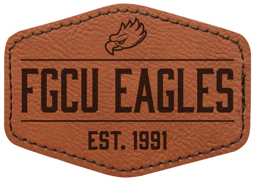 Florida Gulf Coast Eagles Officially Licensed Hexagonal Leatherette Patch - Iron-On with Adhesive Back Single