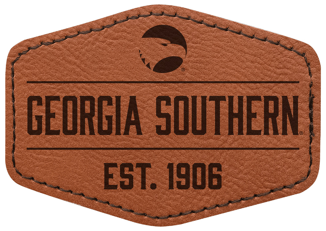 Georgia Southern Eagles Officially Licensed Hexagonal Leatherette Patch - Iron-On with Adhesive Back Single