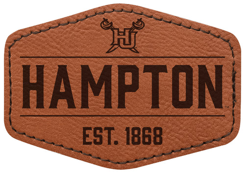 Hampton University Officially Licensed Hexagonal Leatherette Patch - Iron-On with Adhesive Back 2-Pack