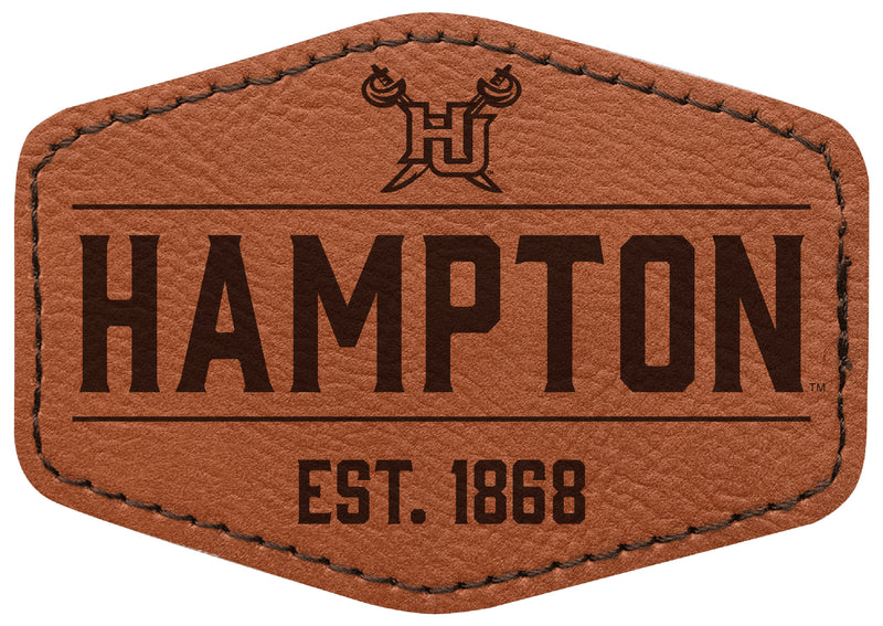 Hampton University Officially Licensed Hexagonal Leatherette Patch - Iron-On with Adhesive Back 2-Pack