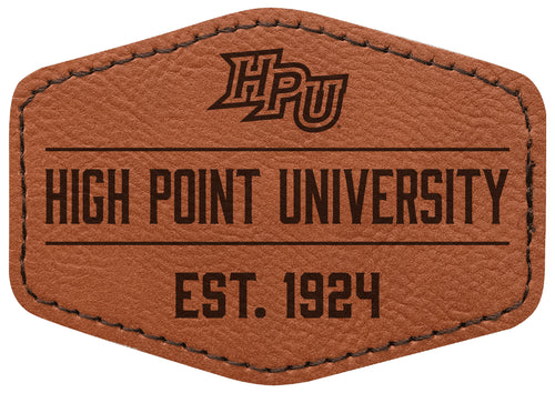 High Point University Officially Licensed Hexagonal Leatherette Patch - Iron-On with Adhesive Back 4-Pack