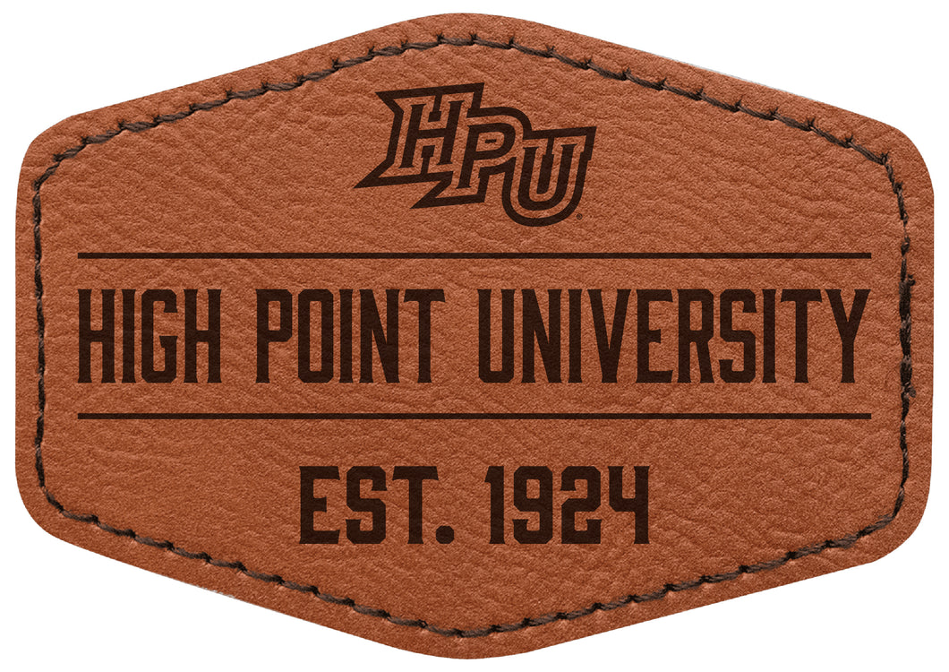 High Point University Officially Licensed Hexagonal Leatherette Patch - Iron-On with Adhesive Back 4-Pack