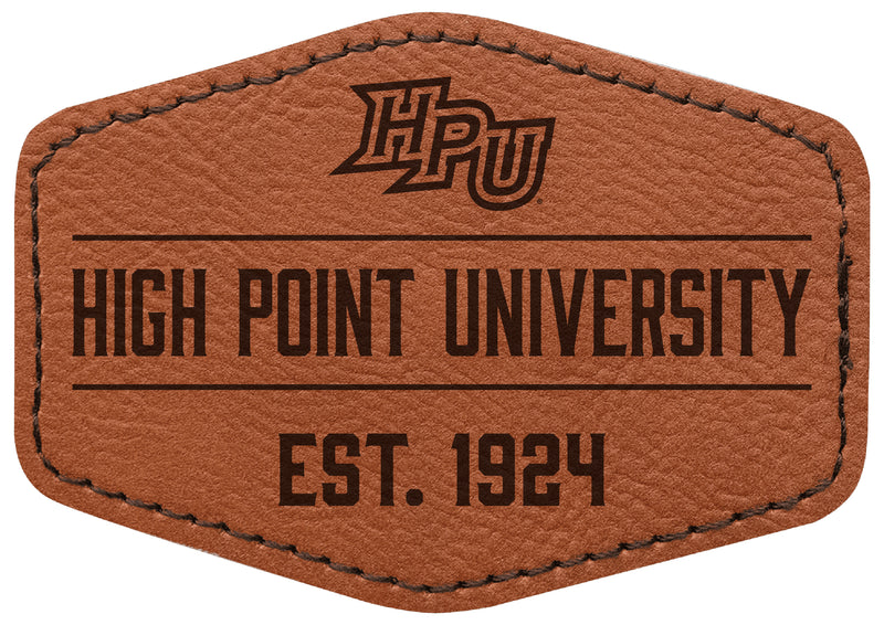 High Point University Officially Licensed Hexagonal Leatherette Patch - Iron-On with Adhesive Back 4-Pack