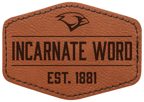 Incarnate Word Cardinals Officially Licensed Hexagonal Leatherette Patch - Iron-On with Adhesive Back 4-Pack
