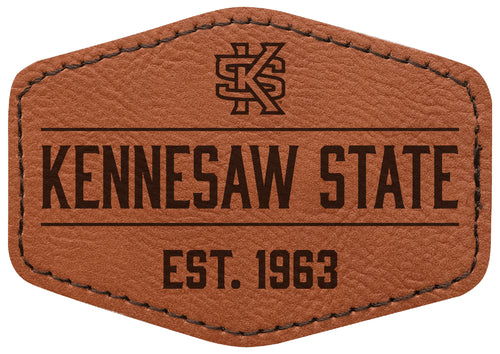 Kennesaw State University Officially Licensed Hexagonal Leatherette Patch - Iron-On with Adhesive Back Single