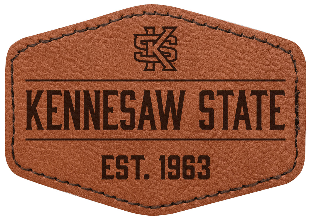 Kennesaw State University Officially Licensed Hexagonal Leatherette Patch - Iron-On with Adhesive Back Single