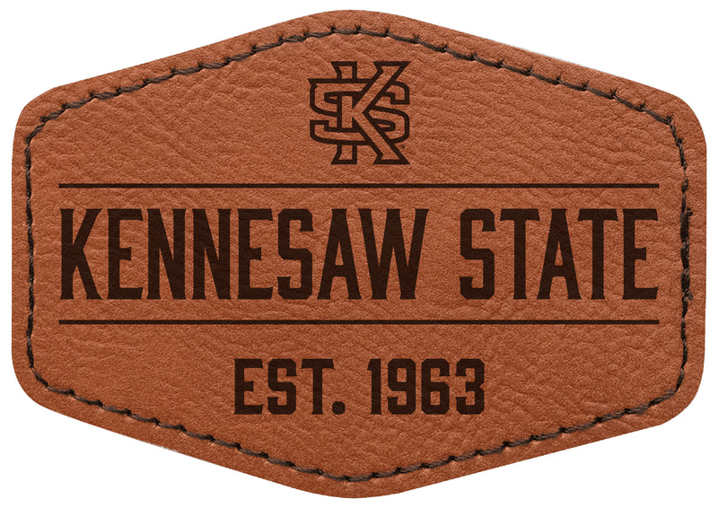 Kennesaw State University Officially Licensed Hexagonal Leatherette Patch - Iron-On with Adhesive Back Single
