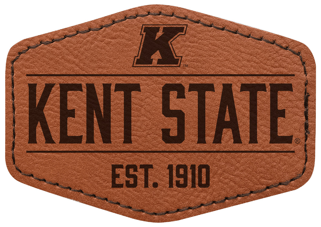 Kent State University Officially Licensed Hexagonal Leatherette Patch - Iron-On with Adhesive Back Single
