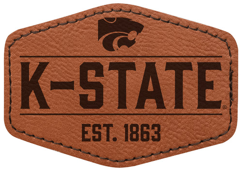 Kansas State Wildcats Officially Licensed Hexagonal Leatherette Patch - Iron-On with Adhesive Back 2-Pack