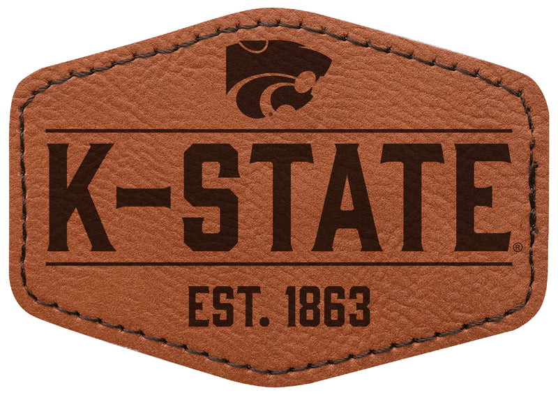Kansas State Wildcats Officially Licensed Hexagonal Leatherette Patch - Iron-On with Adhesive Back 2-Pack