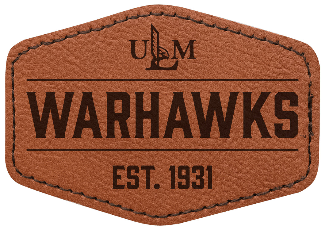University of Louisiana Monroe Officially Licensed Hexagonal Leatherette Patch - Iron-On with Adhesive Back Single