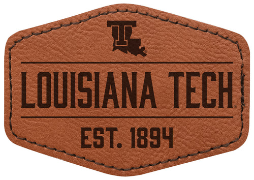 Louisiana Tech Bulldogs Officially Licensed Hexagonal Leatherette Patch - Iron-On with Adhesive Back Single