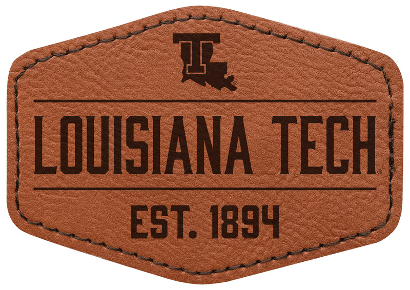 Louisiana Tech Bulldogs Officially Licensed Hexagonal Leatherette Patch - Iron-On with Adhesive Back Single
