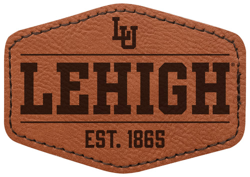 Lehigh University Mountain Hawks Officially Licensed Hexagonal Leatherette Patch - Iron-On with Adhesive Back Single