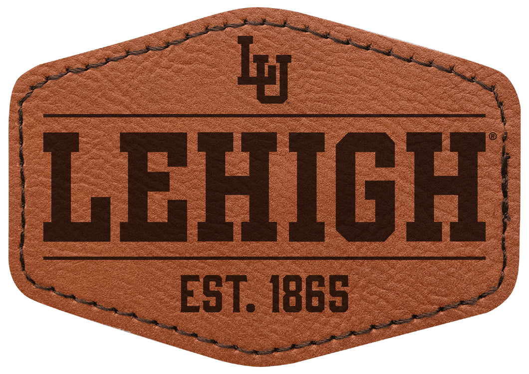 Lehigh University Mountain Hawks Officially Licensed Hexagonal Leatherette Patch - Iron-On with Adhesive Back Single