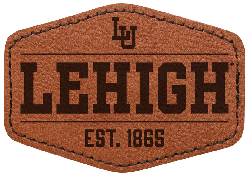 Lehigh University Mountain Hawks Officially Licensed Hexagonal Leatherette Patch - Iron-On with Adhesive Back Single