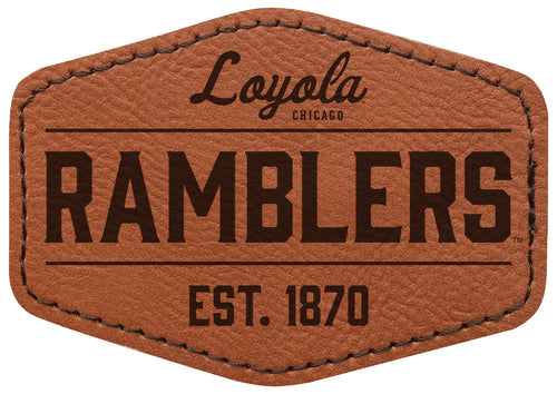 Loyola University Ramblers Officially Licensed Hexagonal Leatherette Patch - Iron-On with Adhesive Back Single