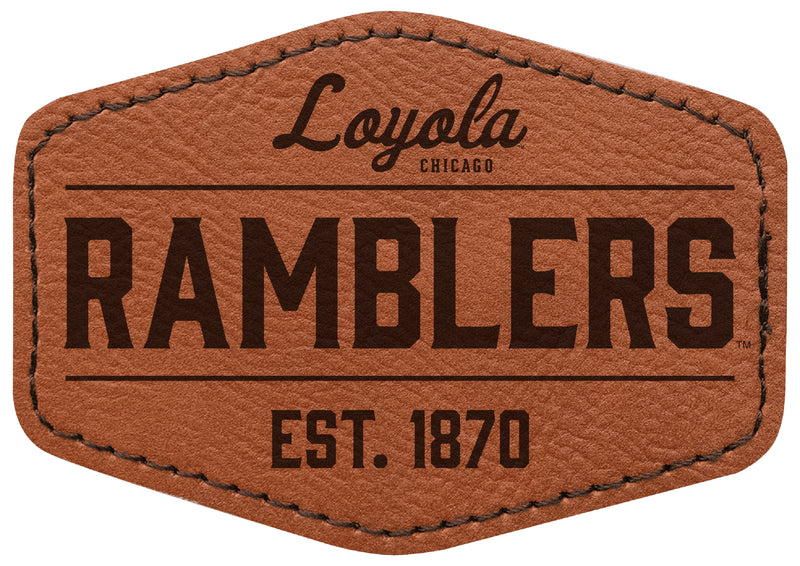 Loyola University Ramblers Officially Licensed Hexagonal Leatherette Patch - Iron-On with Adhesive Back Single