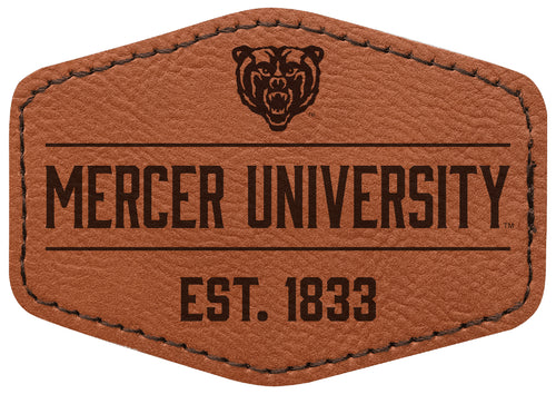 Mercer University Officially Licensed Hexagonal Leatherette Patch - Iron-On with Adhesive Back 2-Pack