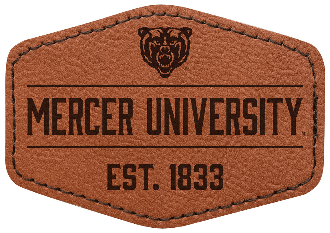 Mercer University Officially Licensed Hexagonal Leatherette Patch - Iron-On with Adhesive Back 2-Pack