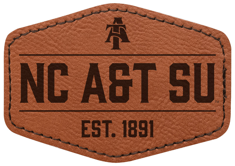 North Carolina A&T State Aggies Officially Licensed Hexagonal Leatherette Patch - Iron-On with Adhesive Back Single
