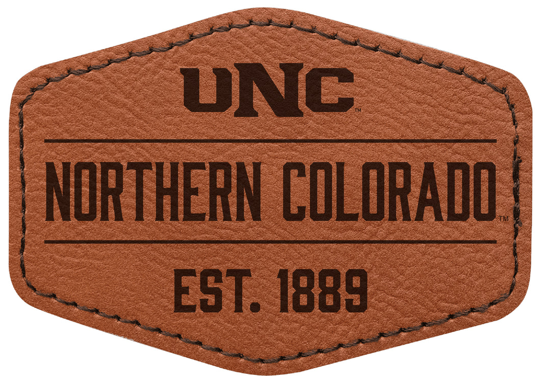 Northern Colorado Bears Officially Licensed Hexagonal Leatherette Patch - Iron-On with Adhesive Back Single