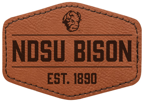 North Dakota State Bison Officially Licensed Hexagonal Leatherette Patch - Iron-On with Adhesive Back Single