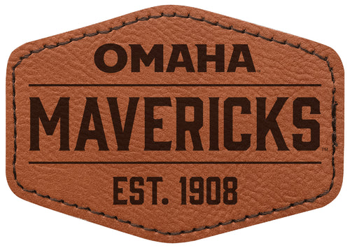 Nebraska at Omaha Officially Licensed Hexagonal Leatherette Patch - Iron-On with Adhesive Back Single