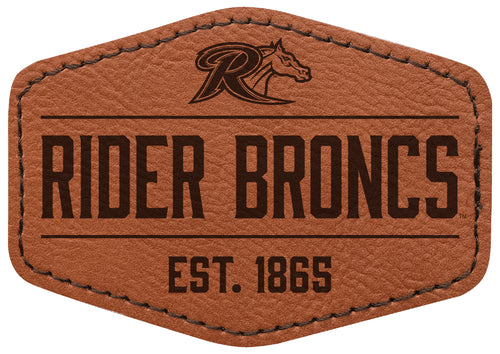 Rider University Broncs Officially Licensed Hexagonal Leatherette Patch - Iron-On with Adhesive Back Single
