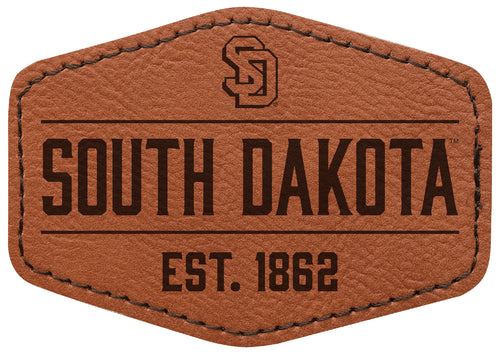 South Dakota Coyotes Officially Licensed Hexagonal Leatherette Patch - Iron-On with Adhesive Back Single