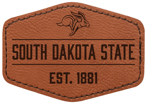 South Dakota State Jackrabbits Officially Licensed Hexagonal Leatherette Patch - Iron-On with Adhesive Back Single
