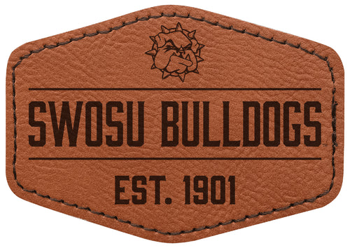 Southwestern Oklahoma State University Officially Licensed Hexagonal Leatherette Patch - Iron-On with Adhesive Back 2-Pack