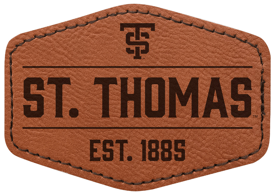 University of St. Thomas Officially Licensed Hexagonal Leatherette Patch - Iron-On with Adhesive Back 4-Pack