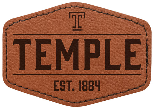 Temple University Officially Licensed Hexagonal Leatherette Patch - Iron-On with Adhesive Back Single